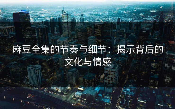麻豆全集的节奏与细节：揭示背后的文化与情感  第1张