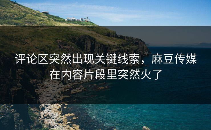 评论区突然出现关键线索，麻豆传媒在内容片段里突然火了  第1张