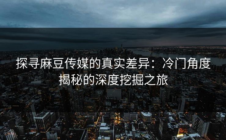 探寻麻豆传媒的真实差异：冷门角度揭秘的深度挖掘之旅  第1张