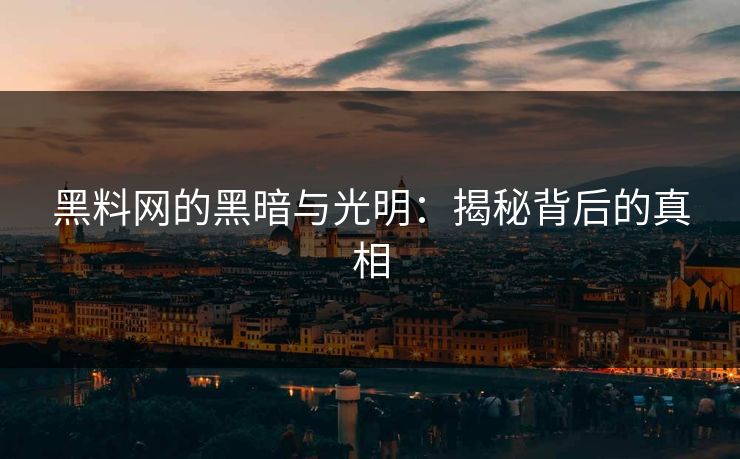 黑料网的黑暗与光明：揭秘背后的真相  第1张