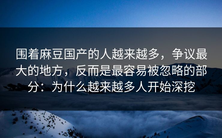 围着麻豆国产的人越来越多，争议最大的地方，反而是最容易被忽略的部分：为什么越来越多人开始深挖  第1张