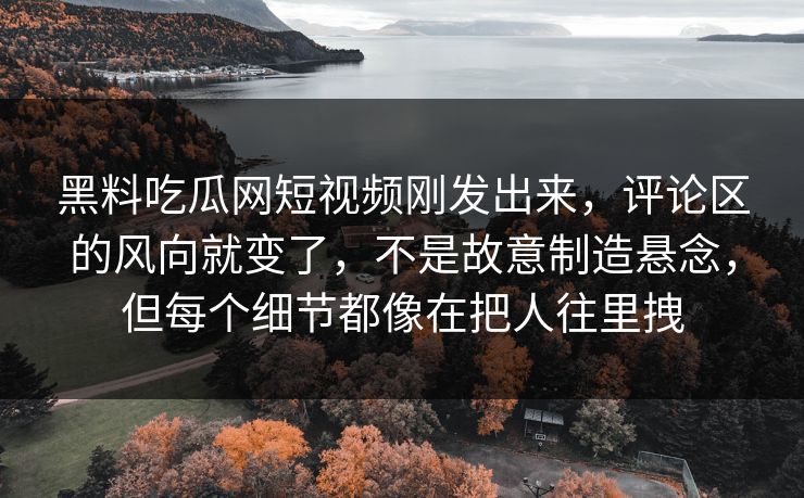 黑料吃瓜网短视频刚发出来,评论区的风向就变了,不是故意制造悬念,但每个细节都像在把人往里拽 第1张 黑料吃瓜网短视频刚发出来,评论区的风向就变了,不是故意制造悬念,但每个细节都像在把人往里拽 第1张