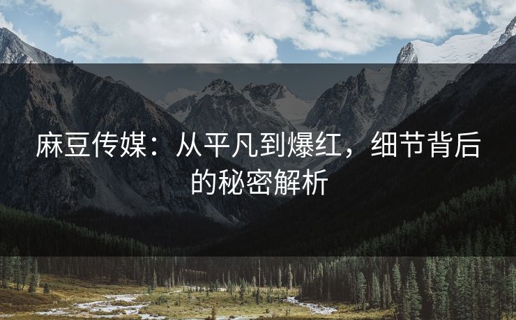 麻豆传媒:从平凡到爆红,细节背后的秘密解析 第1张 麻豆传媒:从平凡到爆红,细节背后的秘密解析 第1张