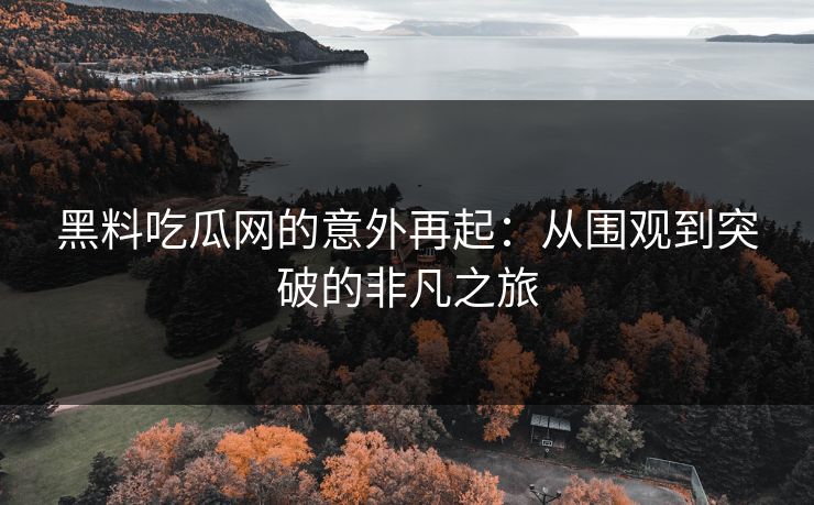 黑料吃瓜网的意外再起：从围观到突破的非凡之旅  第1张