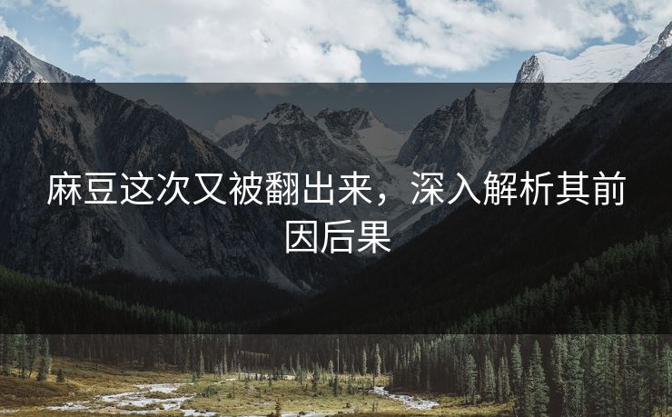 麻豆这次又被翻出来，深入解析其前因后果  第1张