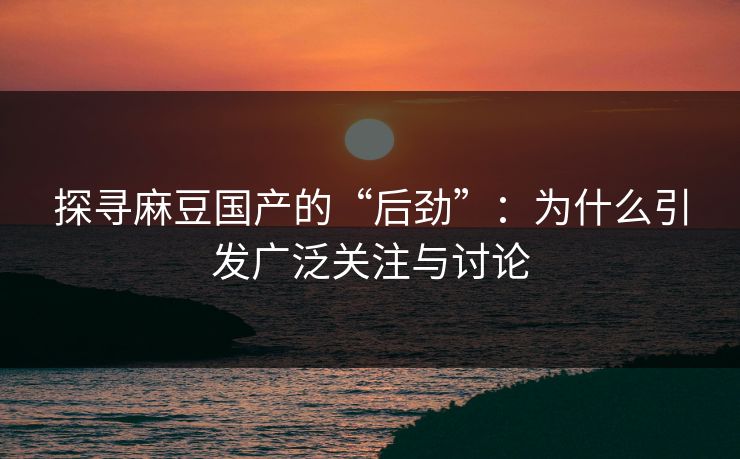 探寻麻豆国产的“后劲”：为什么引发广泛关注与讨论  第1张