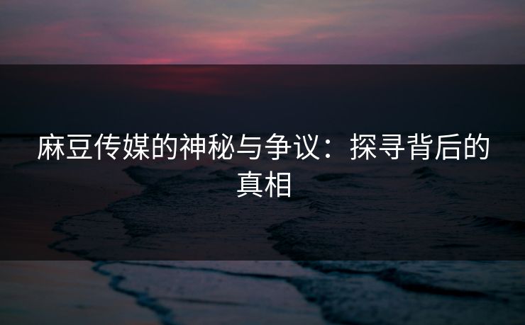 麻豆传媒的神秘与争议：探寻背后的真相  第1张