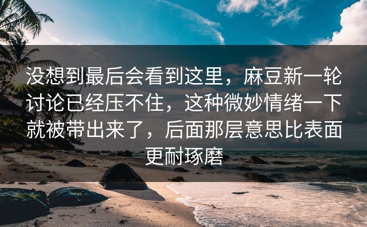 没想到最后会看到这里，麻豆新一轮讨论已经压不住，这种微妙情绪一下就被带出来了，后面那层意思比表面更耐琢磨  第1张