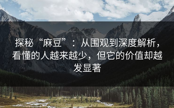 探秘“麻豆”:从围观到深度解析,看懂的人越来越少,但它的价值却越发显著 第1张 探秘“麻豆”:从围观到深度解析,看懂的人越来越少,但它的价值却越发显著 第1张