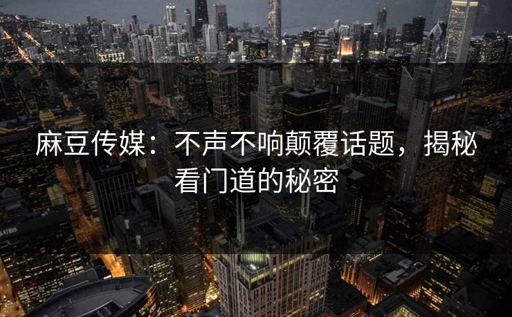 麻豆传媒：不声不响颠覆话题，揭秘看门道的秘密  第1张